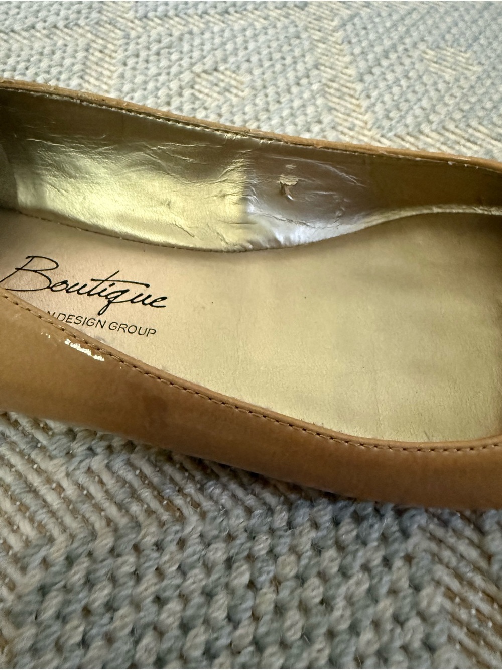 SE Boutique by Sam Edelman Tan Patent Leather Ballet Flats with Gold Accents - Picture 5 of 5